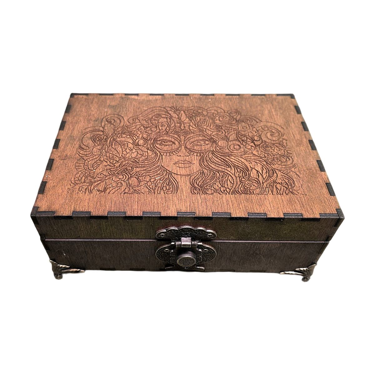 Engraved Boho Face Keepsake Box