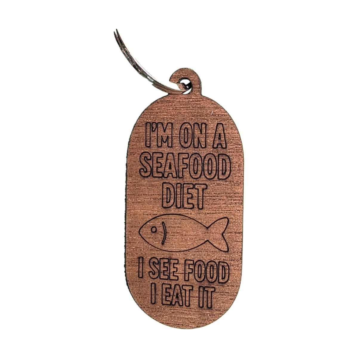"I'm on a Seafood Diet" Engraved Keyring