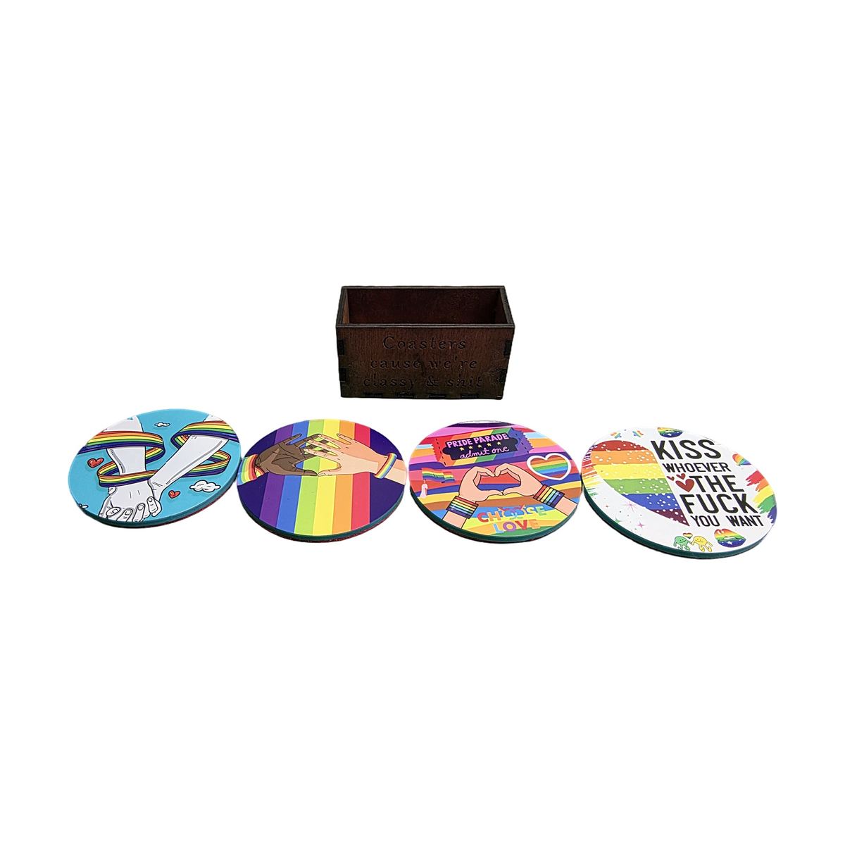 "Kiss Whoever You Want" Pride Coaster Set