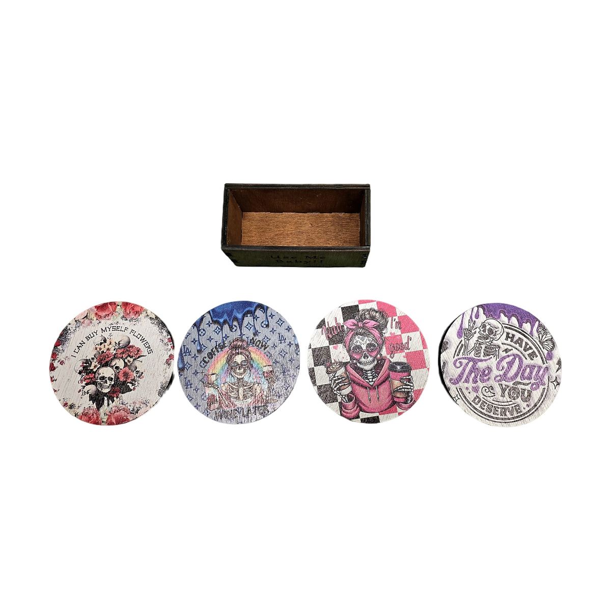 Sugar Skull "Seize the Day" Coaster Set