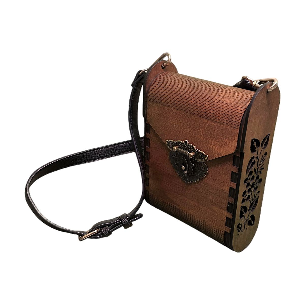 Laser-Cut Wooden Crossbody Bag