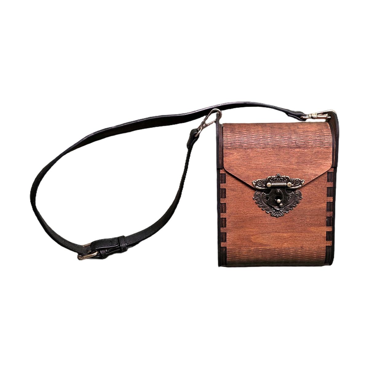 Laser-Cut Wooden Crossbody Bag