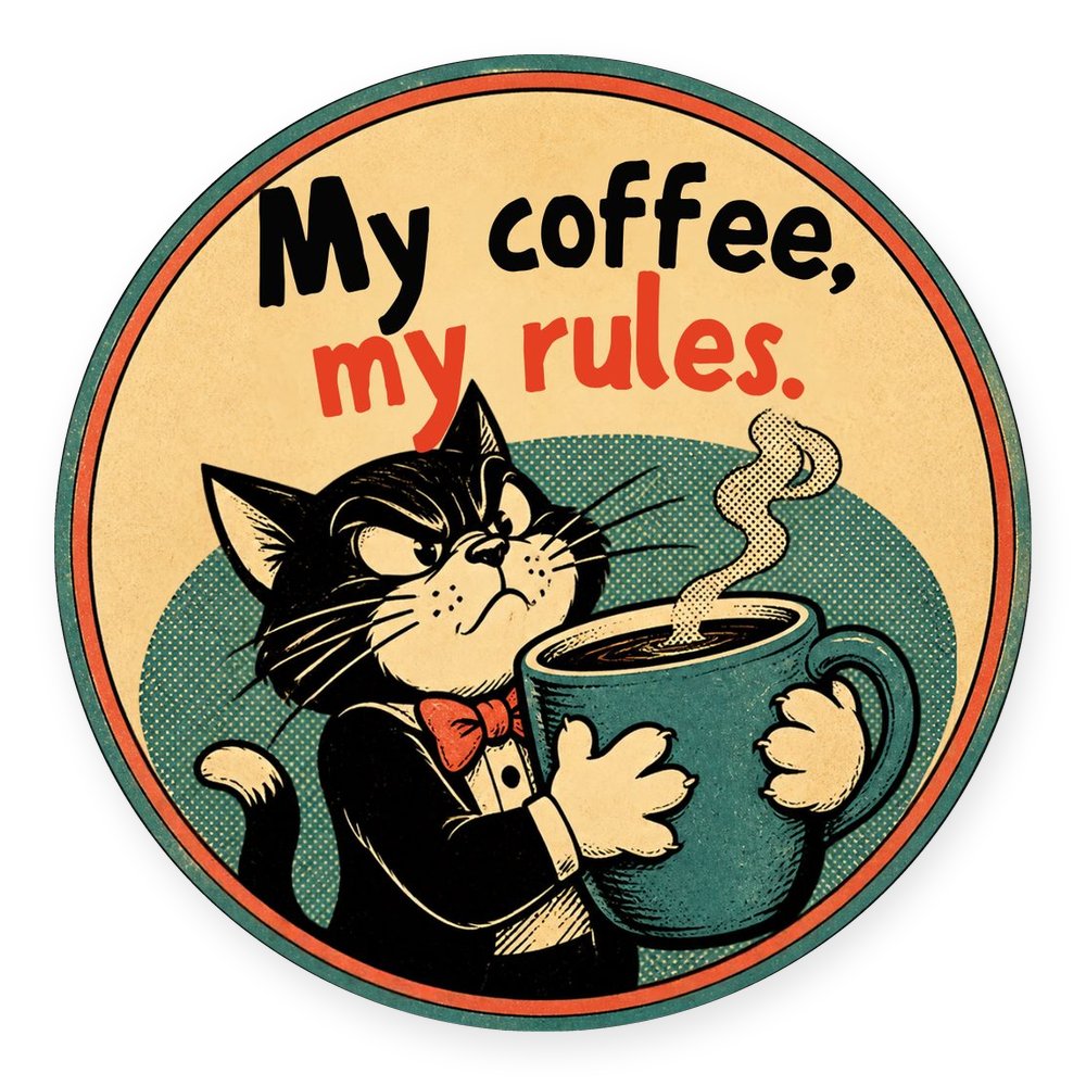 Funny Cartoon Cat Single No. 5 Coaster