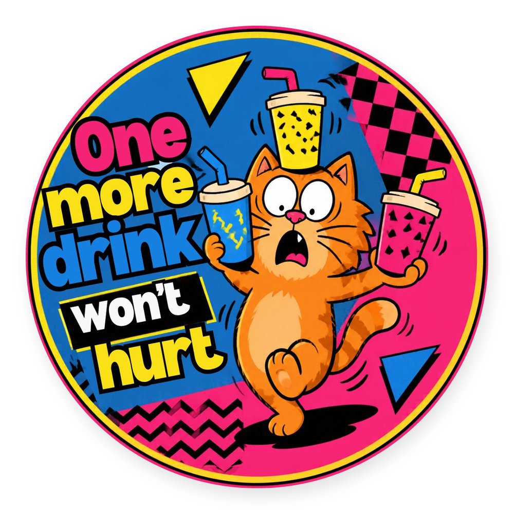 Funny Cartoon Cat Single No. 7 Coaster