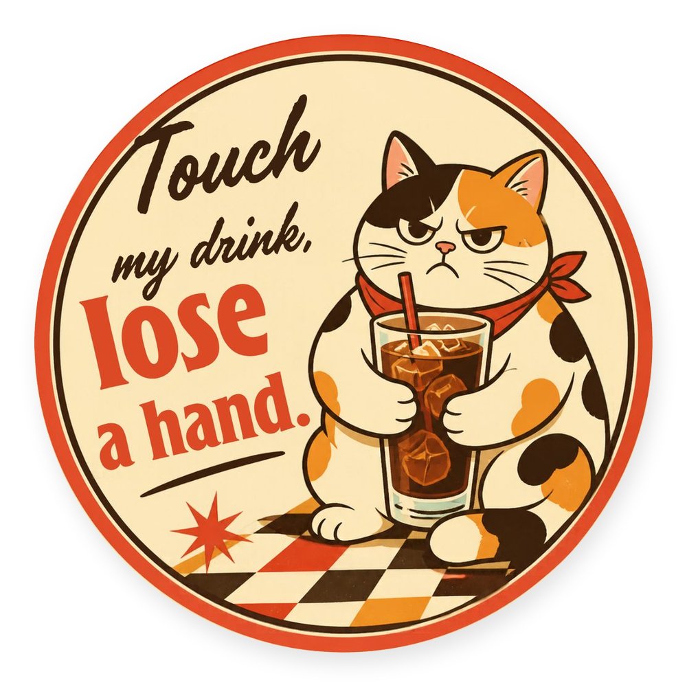 Retro Cream Cats — No. 2 Coaster
