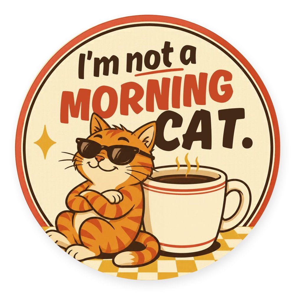 Retro Cream Cats — No. 3 Coaster