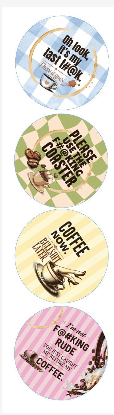 Cheeky Coffee Gingham Coaster Set of 4