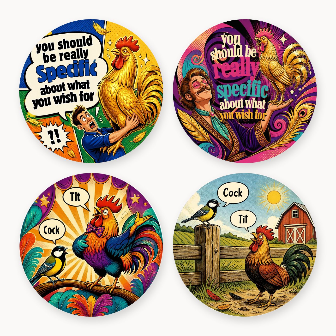 Cheeky Rooster 1 Coaster Set of 4