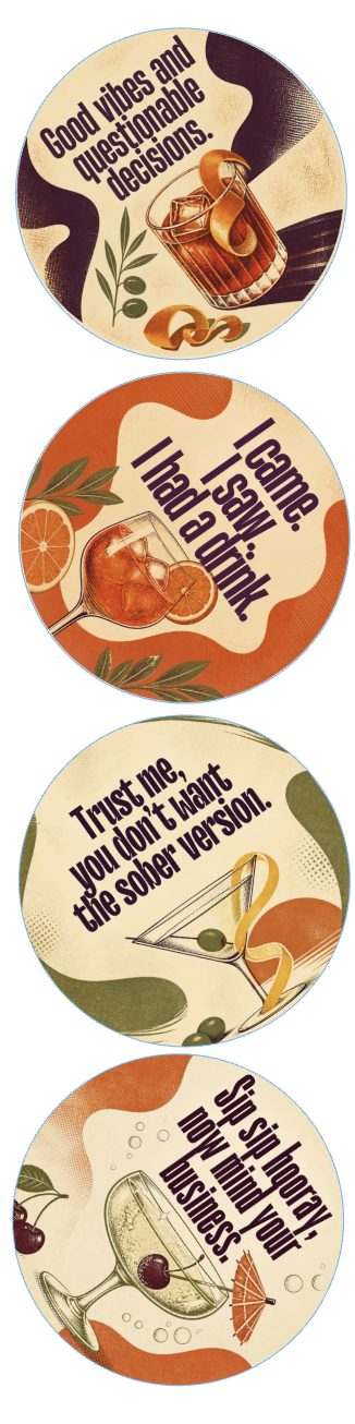 Cocktail Hour Coaster Set of 4