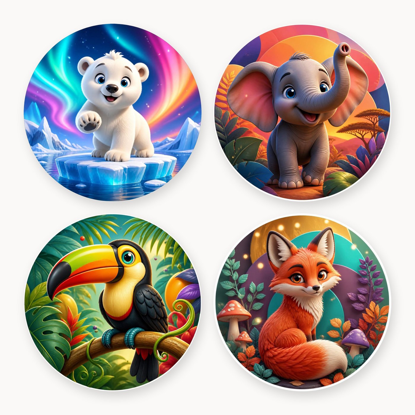 Cute Critters 2 Coaster Set of 4