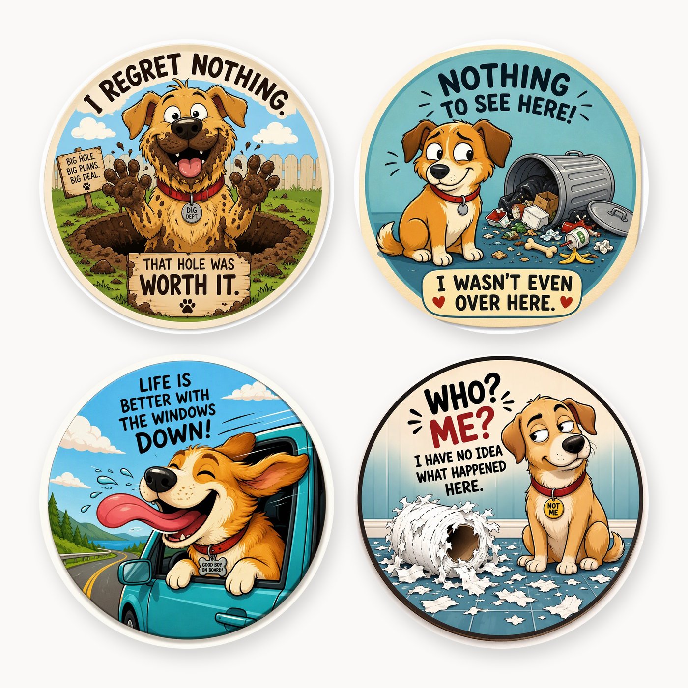 Good Dogs 3 Coaster Set of 4