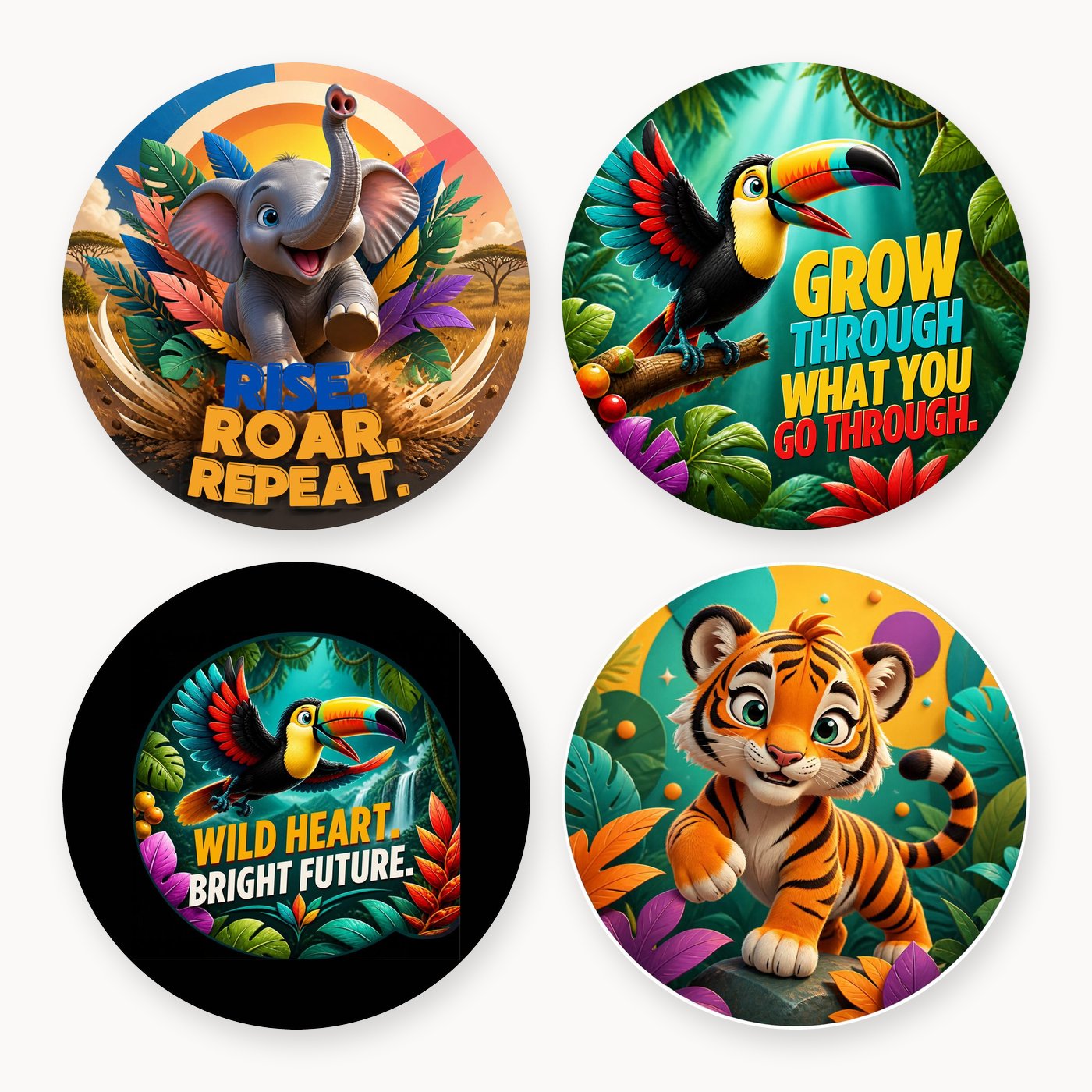 Jungle Motivation 3 Coaster Set of 4