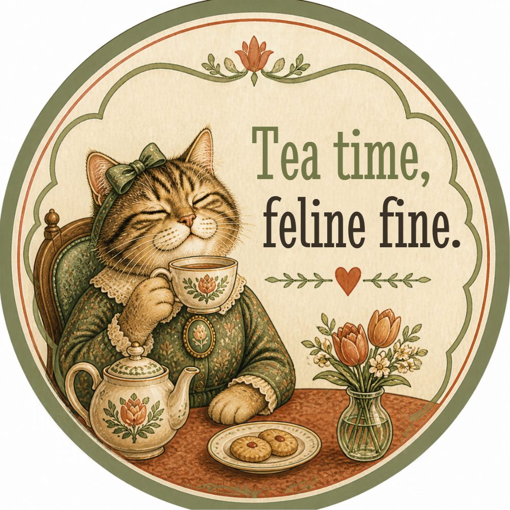 Vintage Tea Cats 2 — No. 1 Coaster