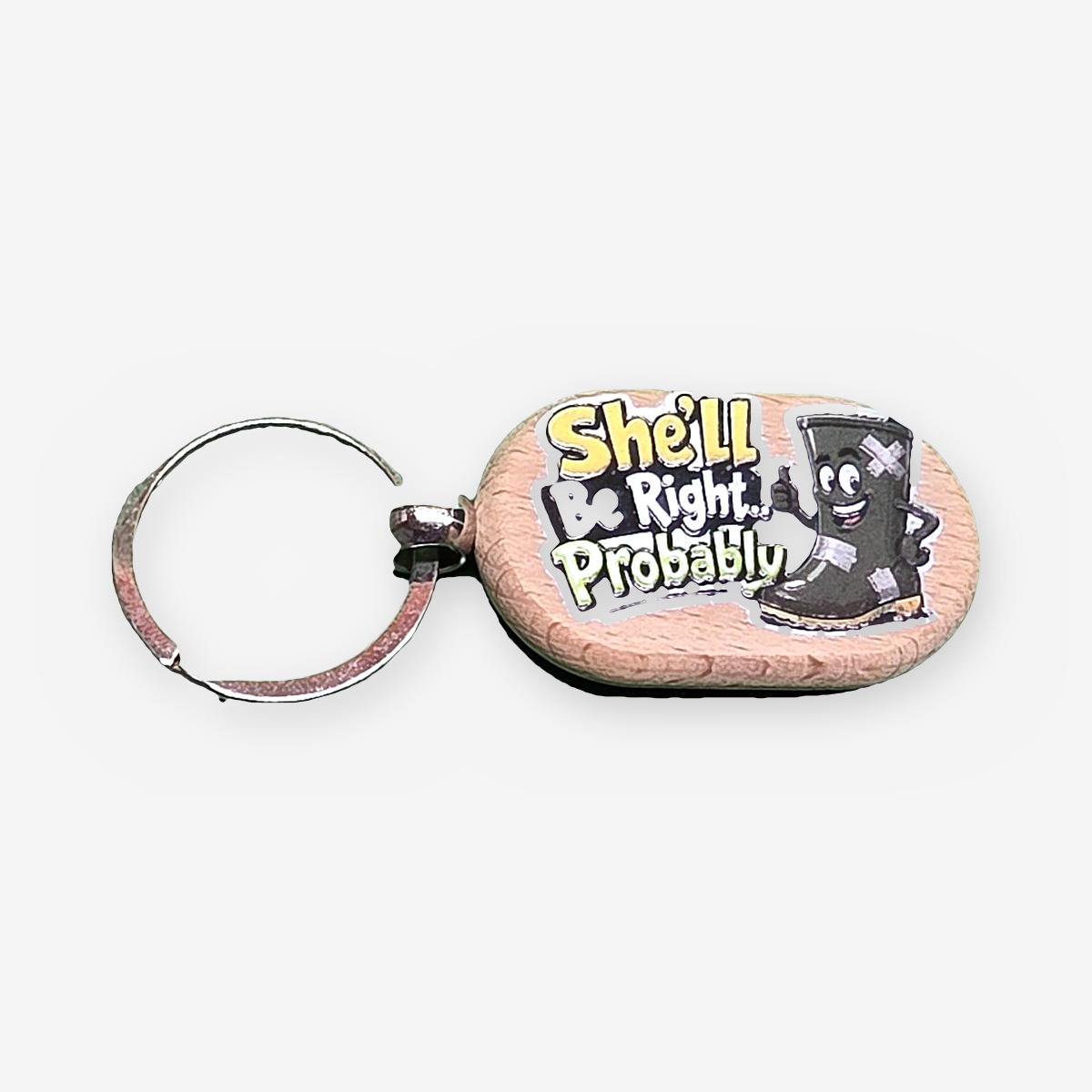 "She'll Be Right, Probably" UV-Printed Keyring