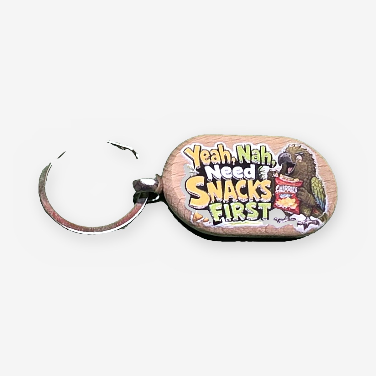 "Yeah Nah Need Snacks First" UV-Printed Keyring