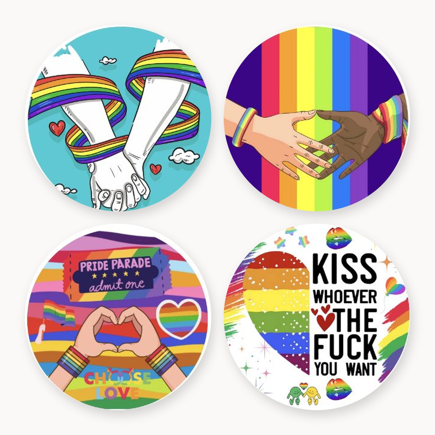 "Kiss Whoever You Want" Pride Coaster Set