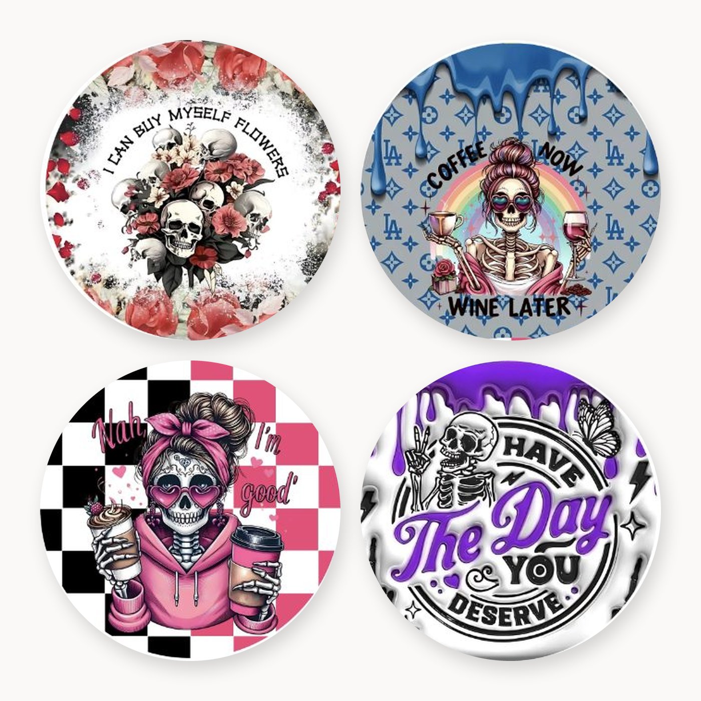 Sugar Skull "Seize the Day" Coaster Set