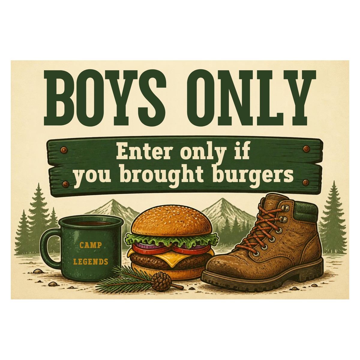 Boys Only — Burgers Sign