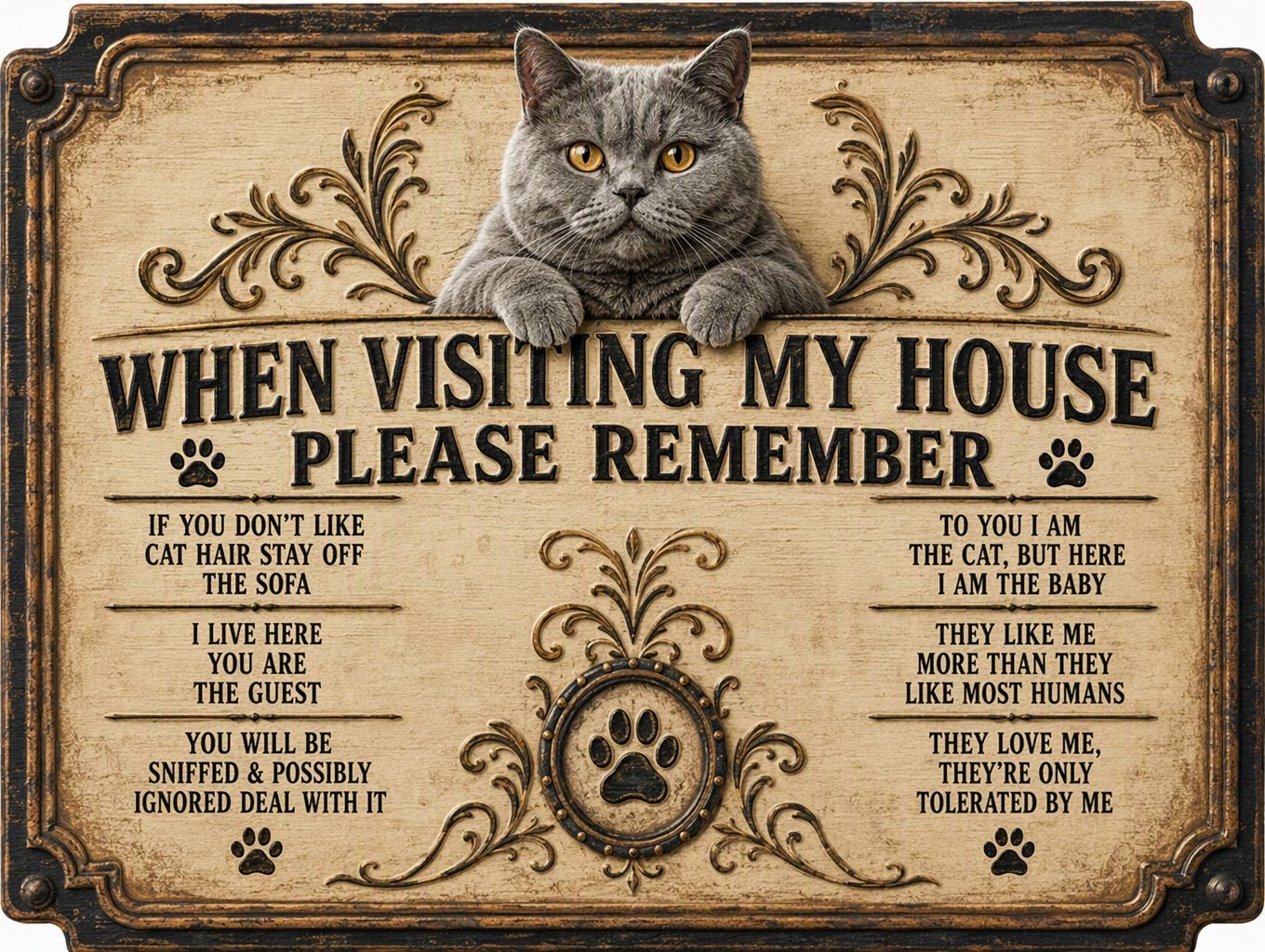 Cat Rules — British Shorthair Sign