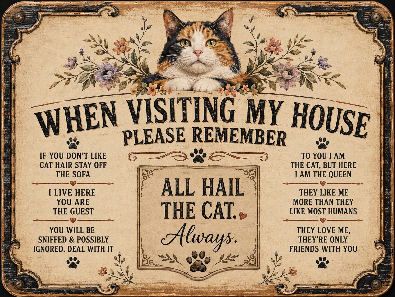 Cat Rules — Calico Sign