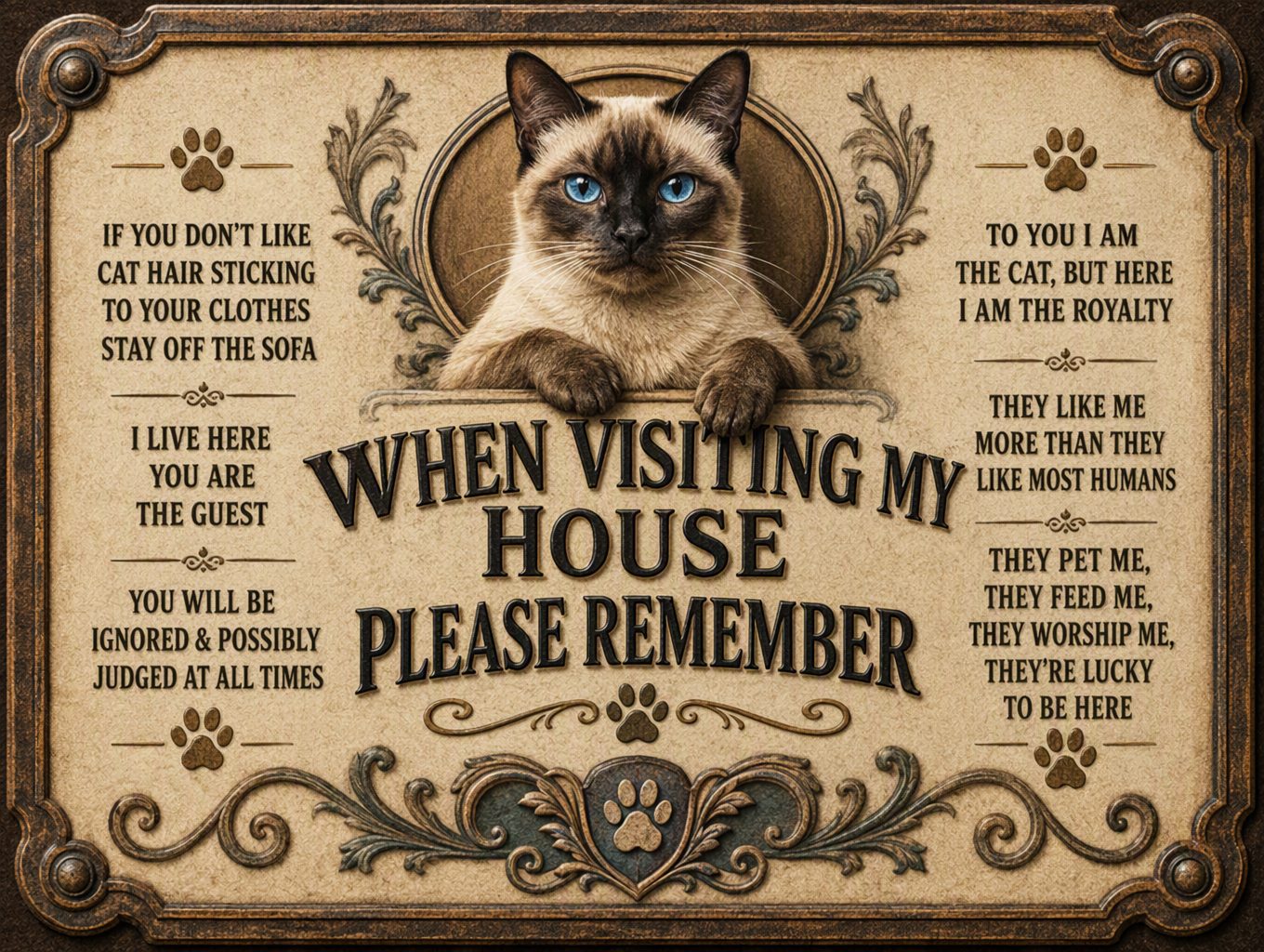 Cat Rules — Siamese Sign