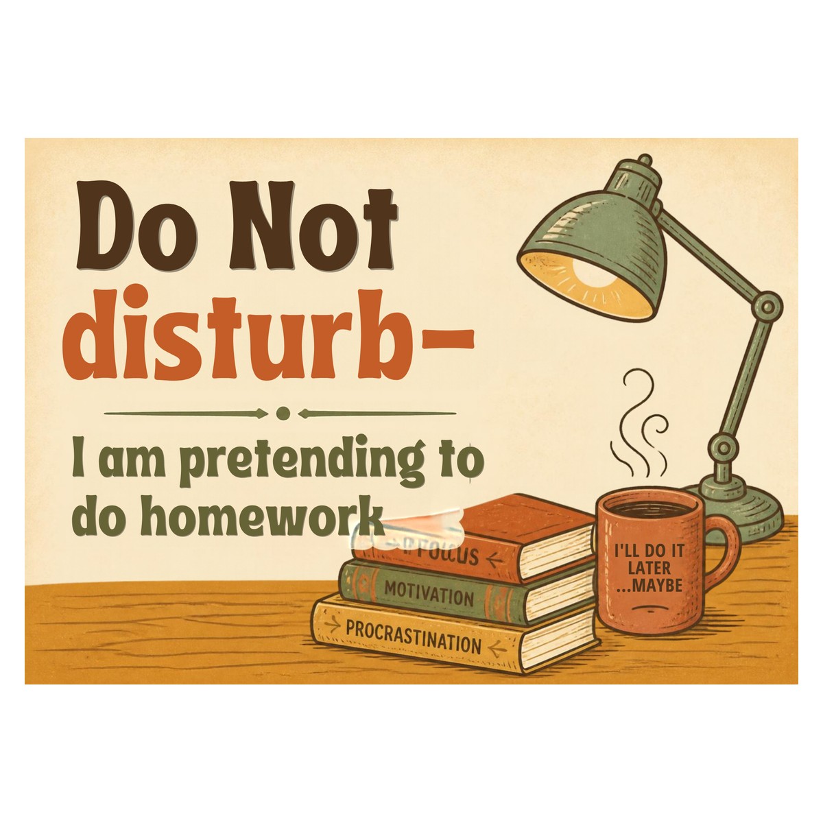 Do Not Disturb — Homework (Desk Lamp) Sign