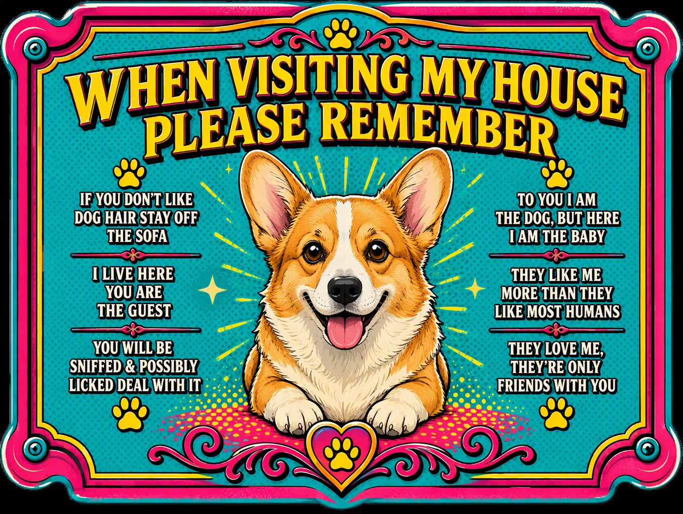 When Visiting My House — Corgi (Bright)
