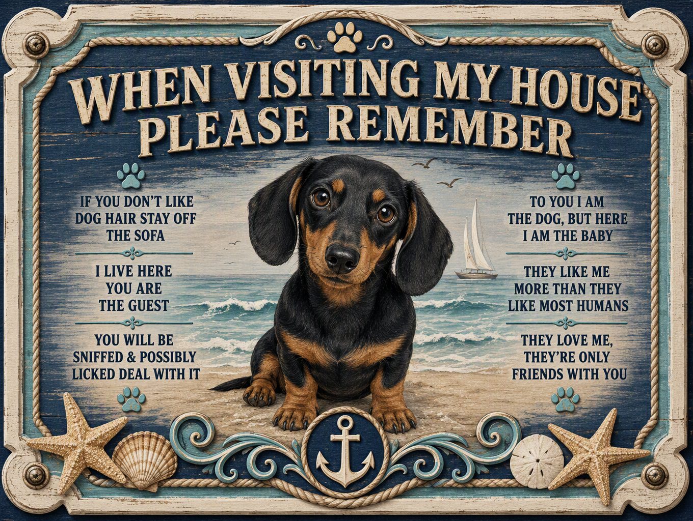 Dog Rules — Dachshund Sign