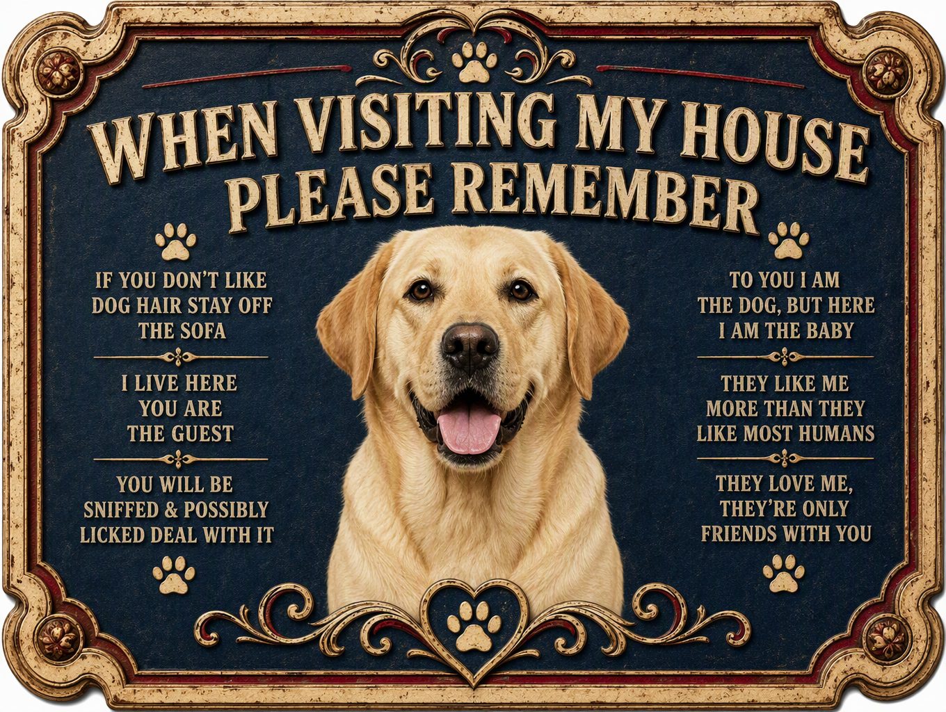 Dog Rules — Golden Labrador Sign