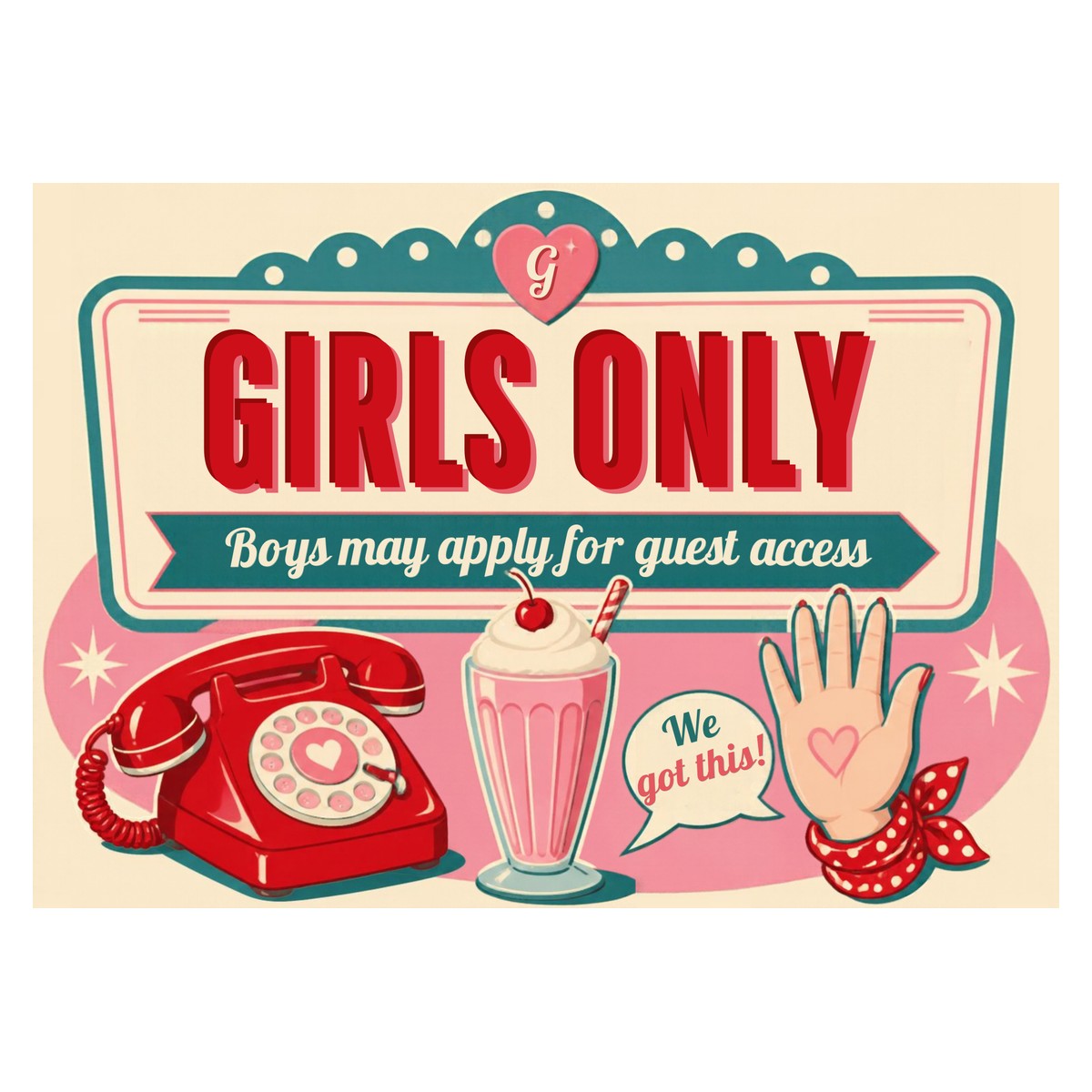 Girls Only — Guest Access (Diner) Sign