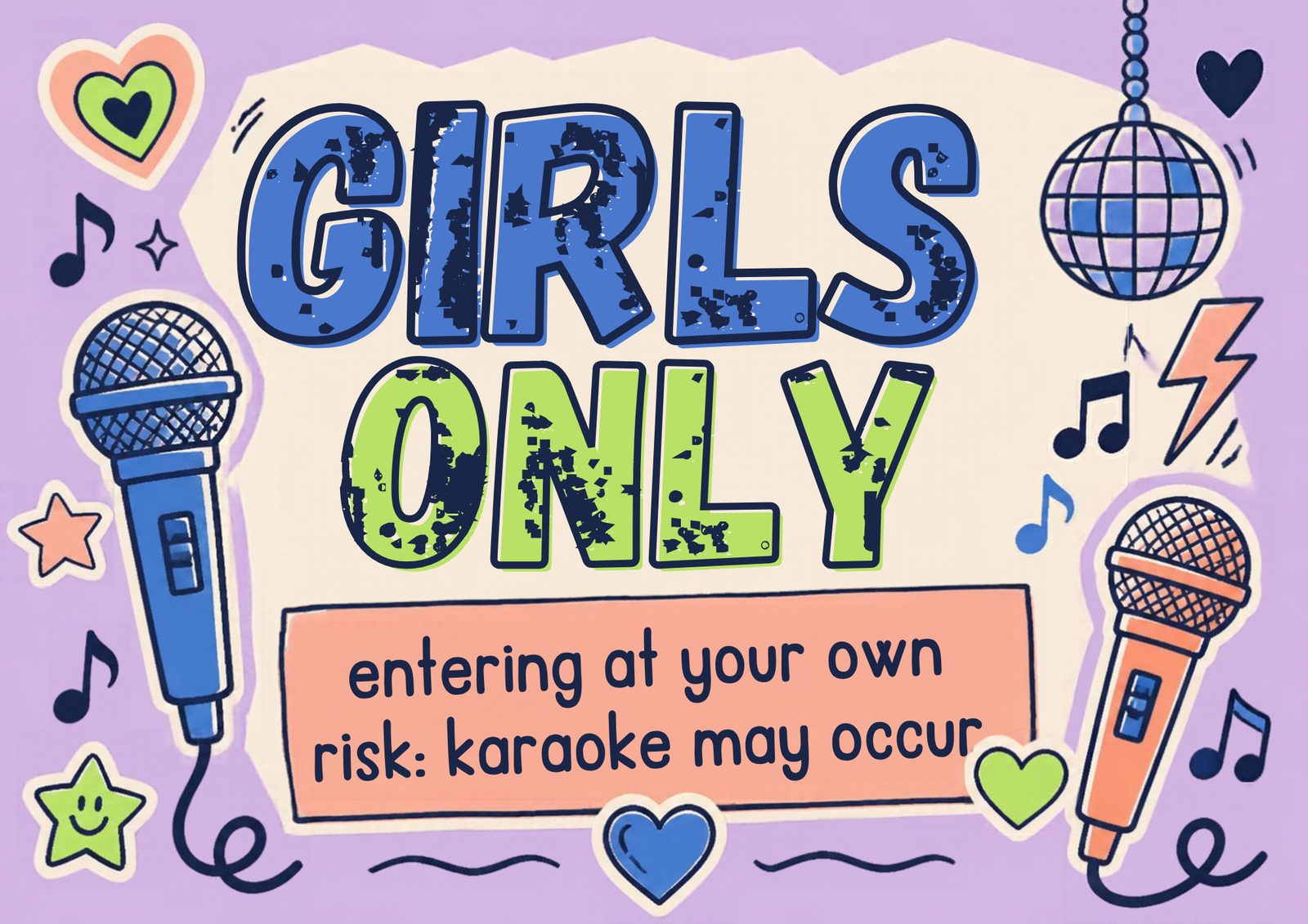Girls Only — Karaoke Sign