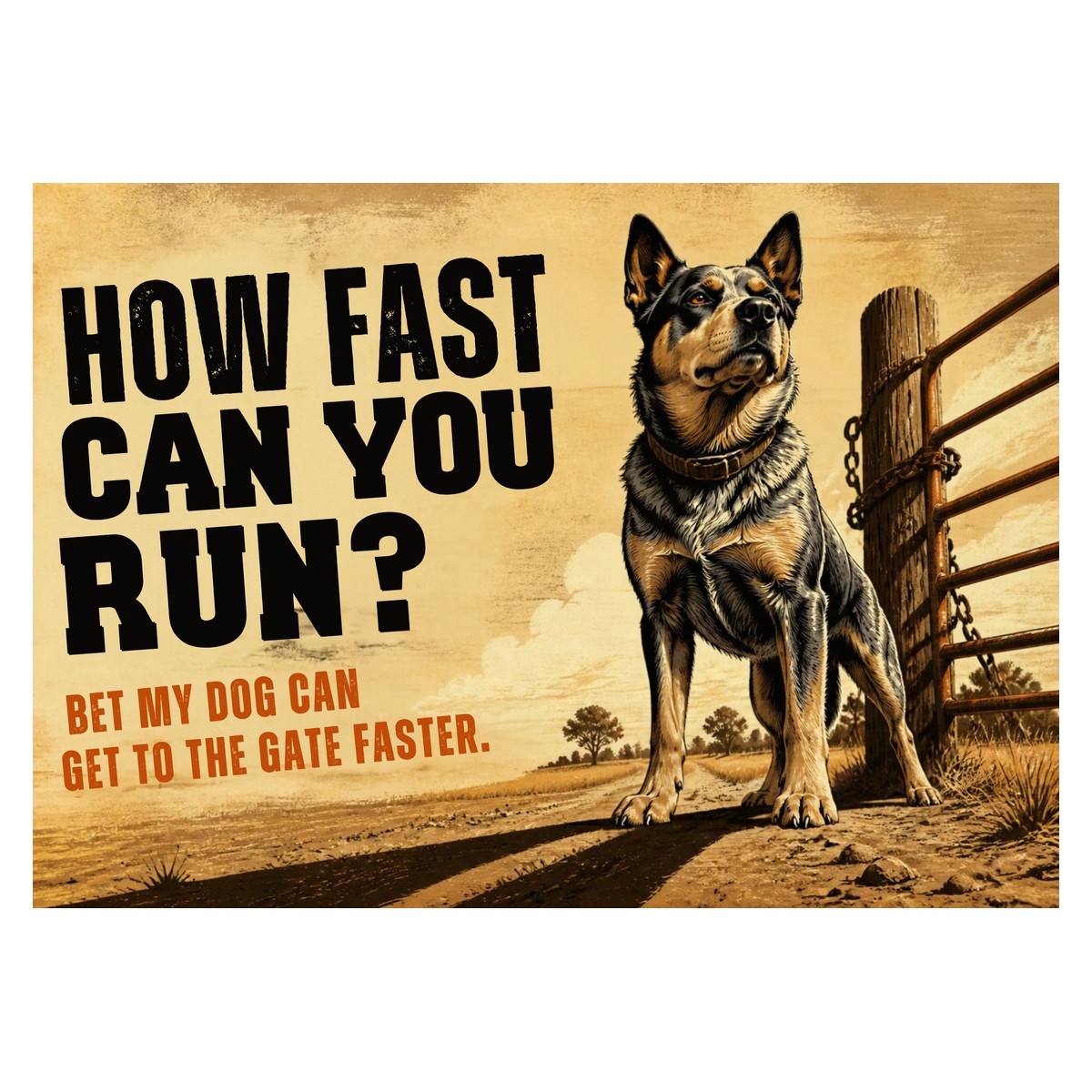 How Fast Can You Run? — Farm Gate Sign