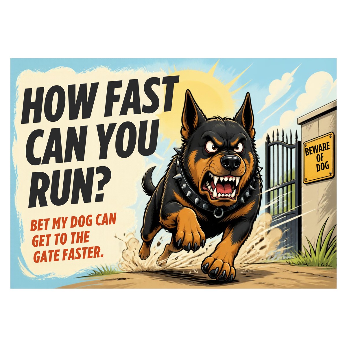 How Fast Can You Run? — Fence Sign