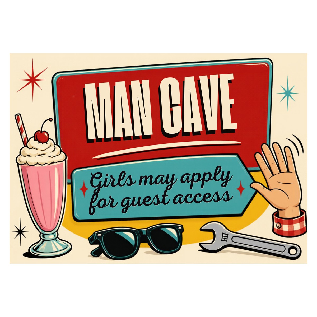 Man Cave — Guest Access (Milkshake) Sign