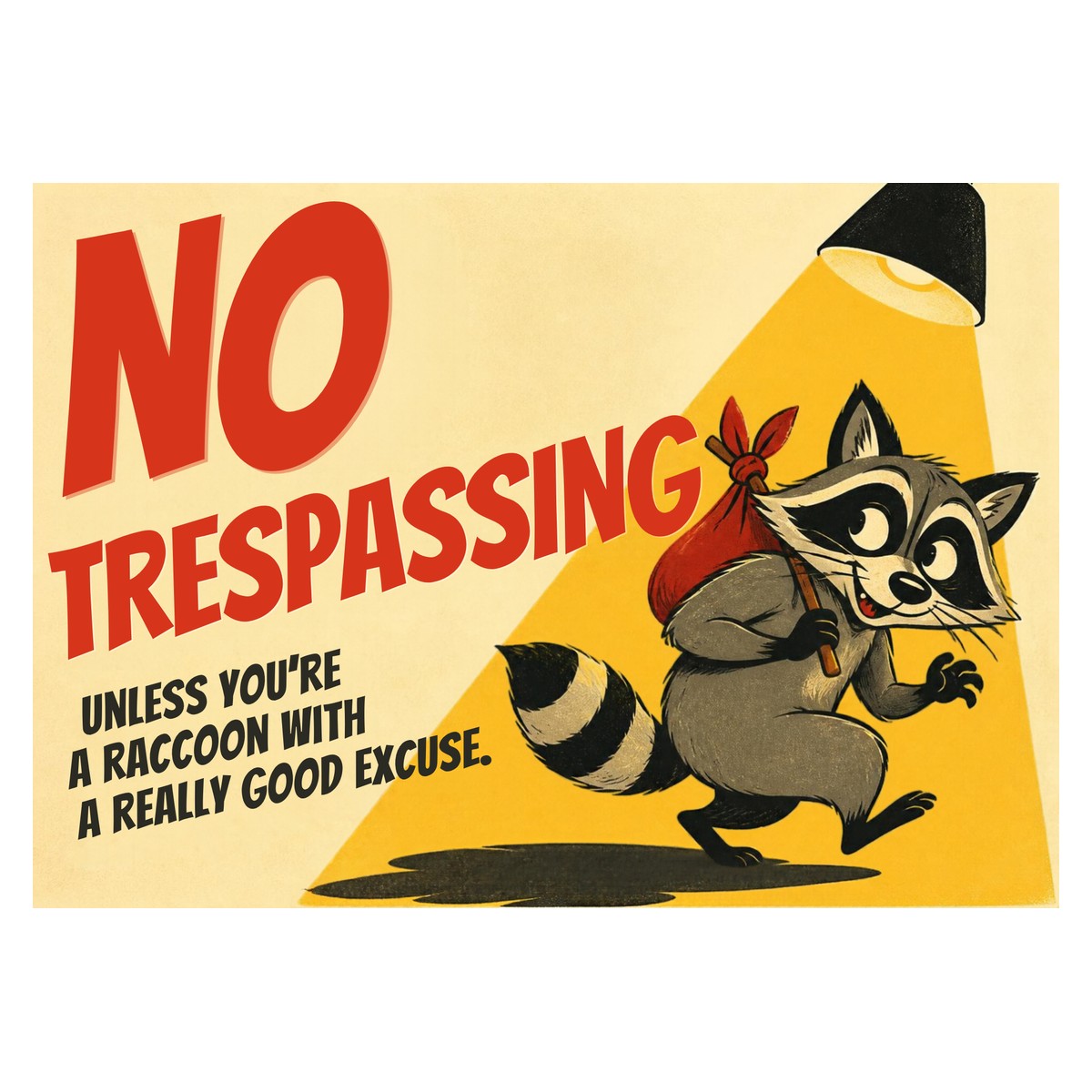 No Trespassing — Raccoon Sign