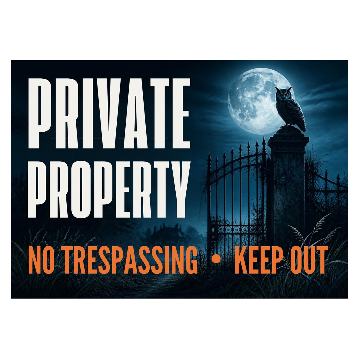 Private Property No Trespassing — Night Sign