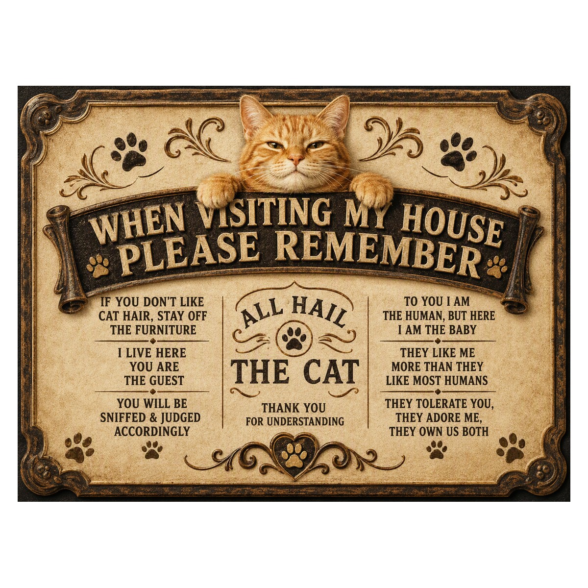 When Visiting My House — All Hail The Cat Sign