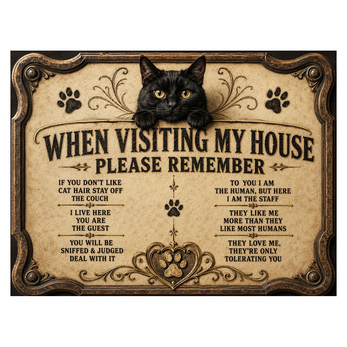 When Visiting My House — Black Cat Sign