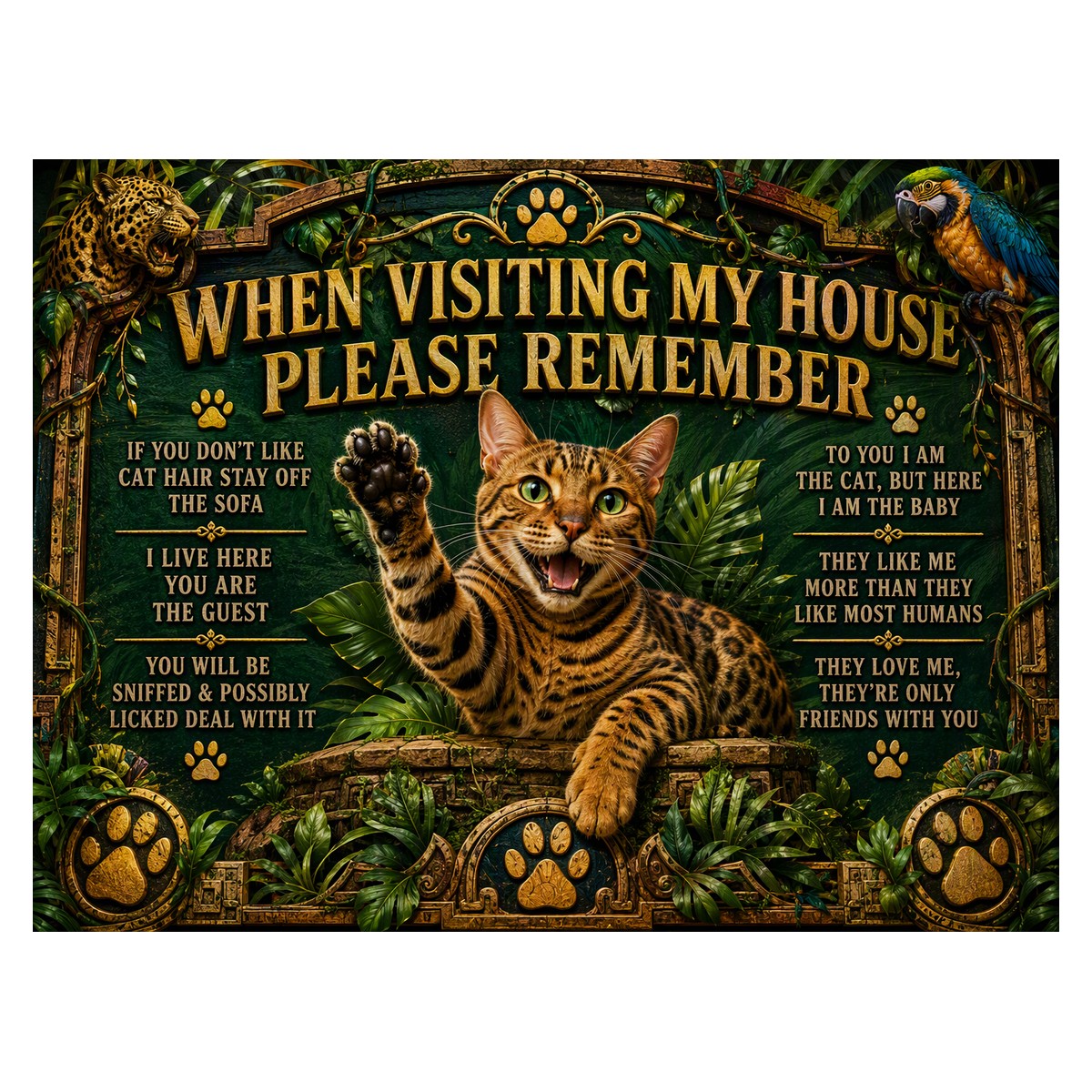 When Visiting My House — Cat (Jungle) Sign