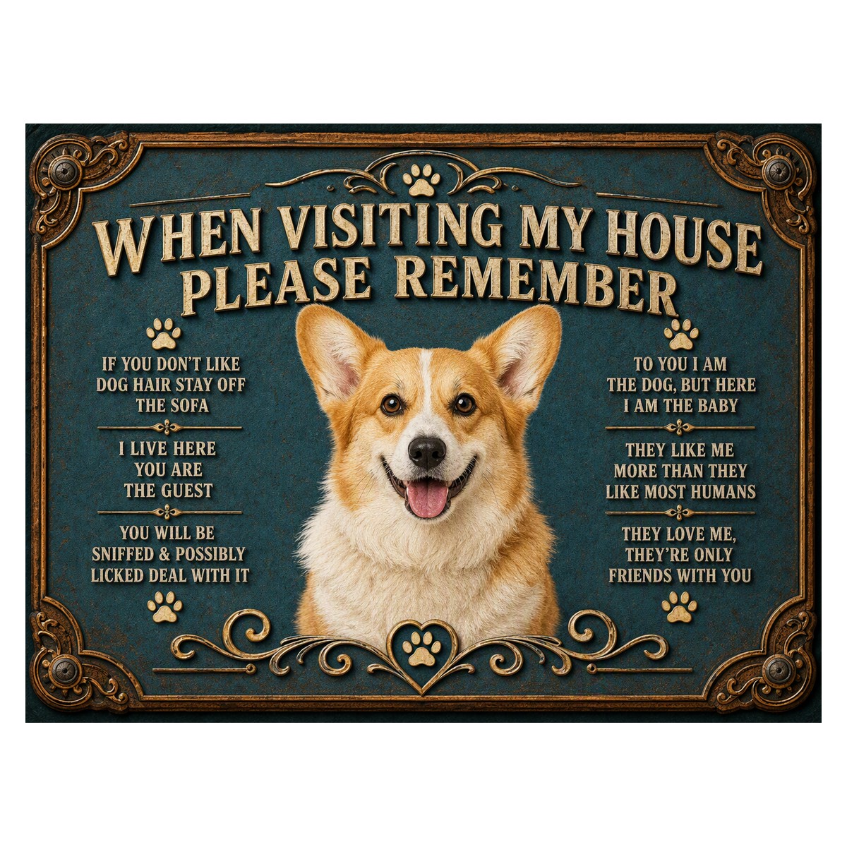 When Visiting My House — Corgi Sign