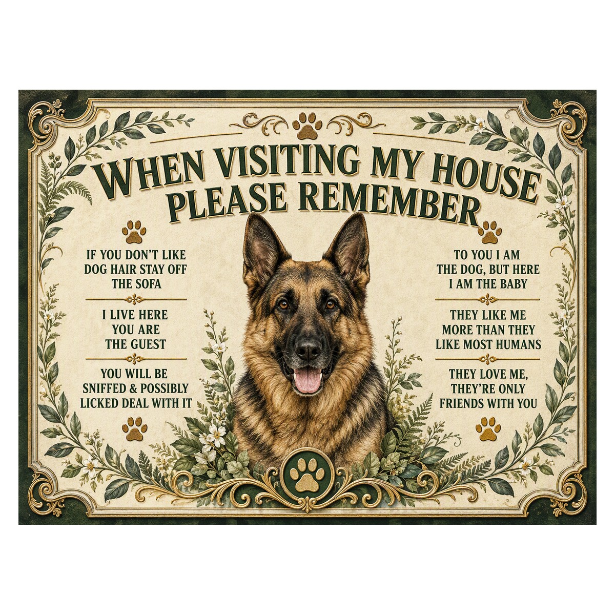 When Visiting My House — German Shepherd Sign