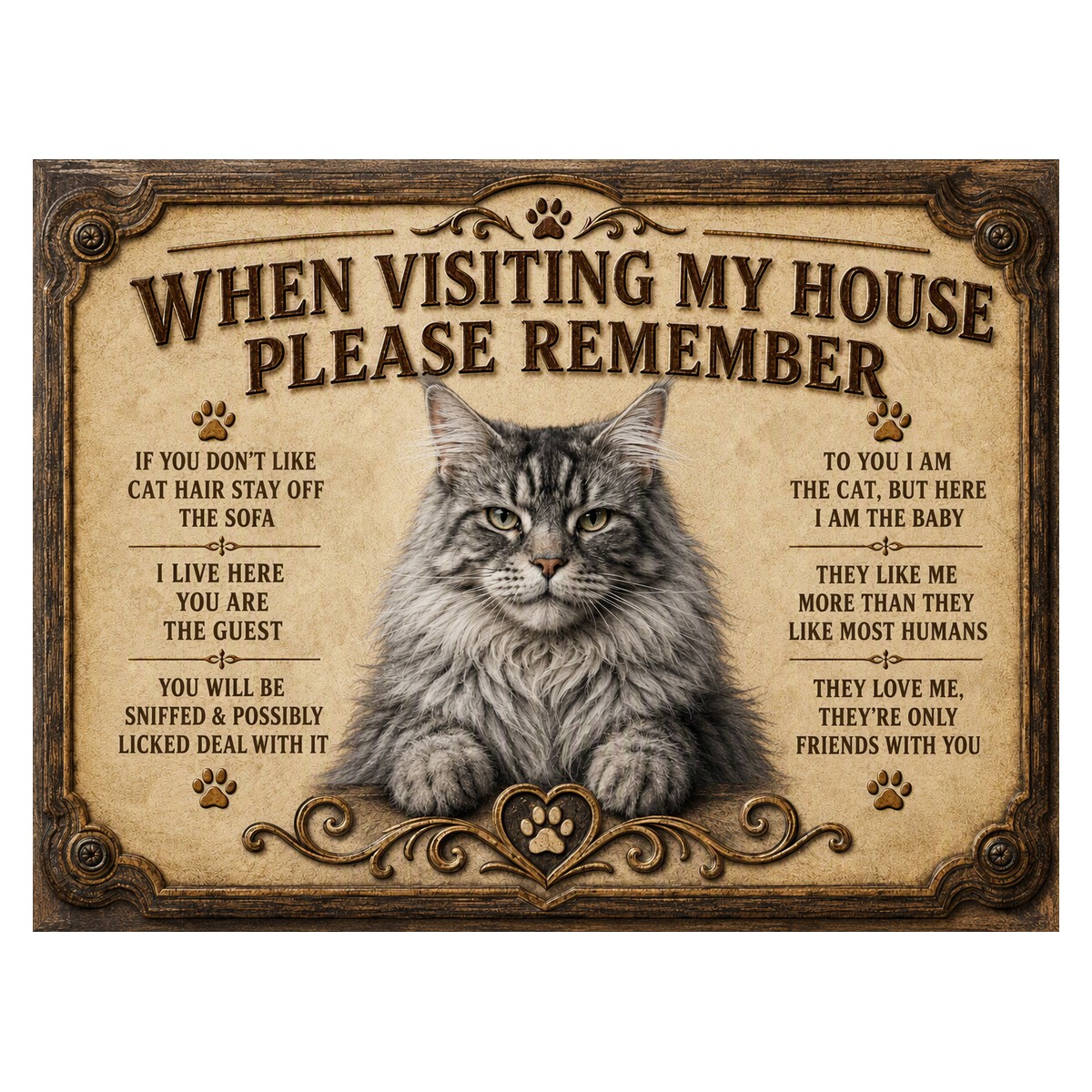 When Visiting My House — Grey Cat Sign