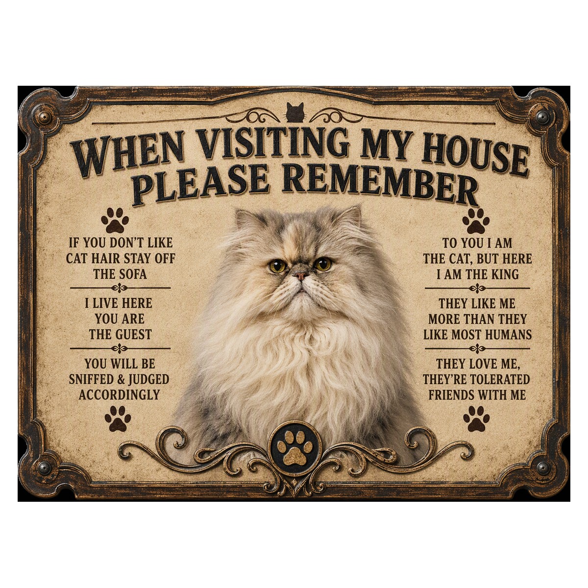 When Visiting My House — Persian Cat Sign