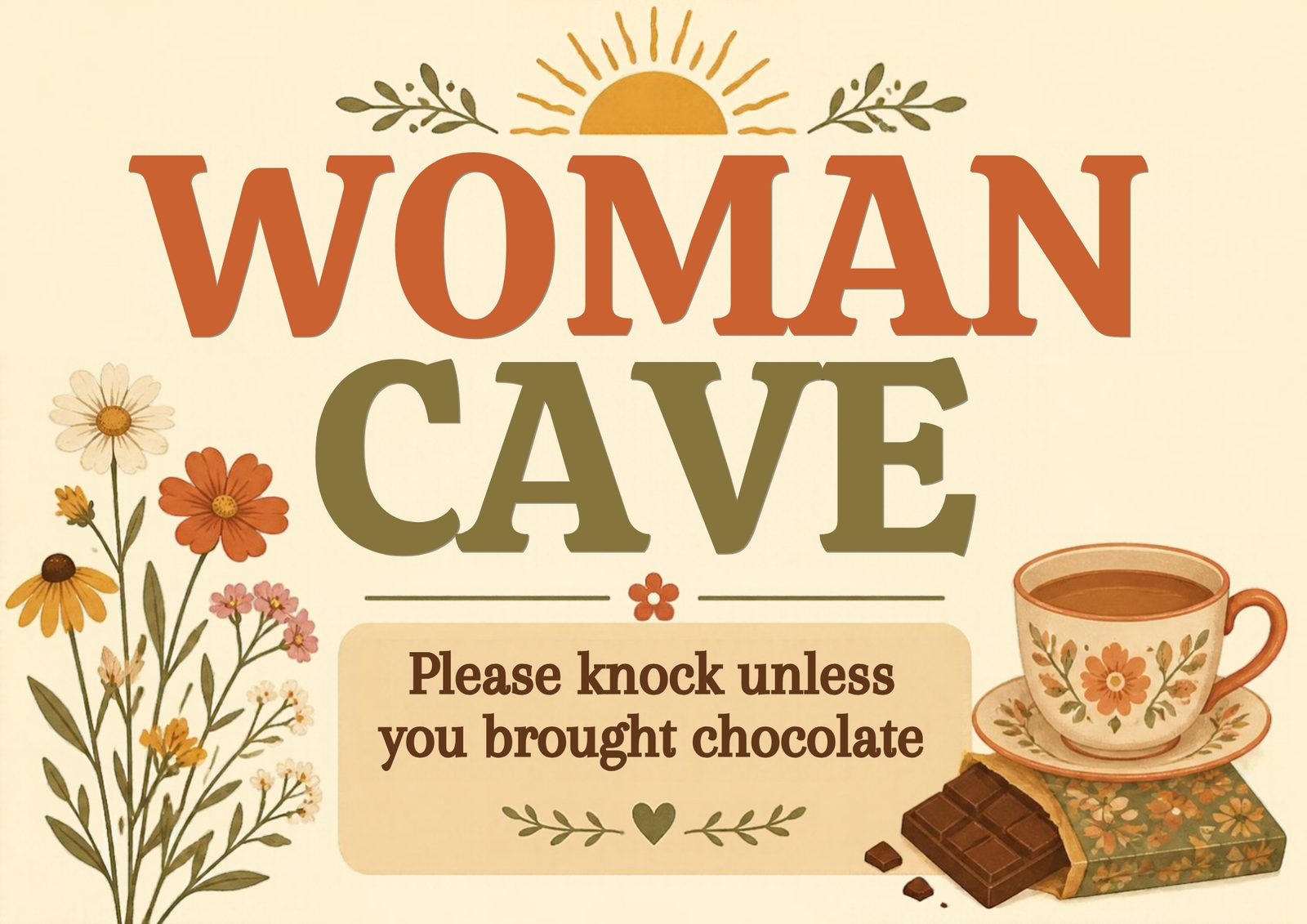 Woman Cave — Chocolate Sign